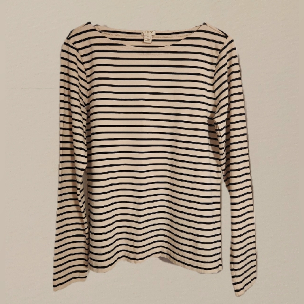 J. Crew Black and White Striped Top